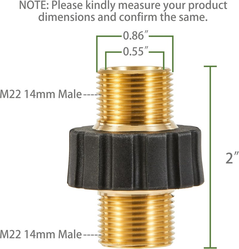 FIXFANS Pressure Washer Adapter Set, M22-14mm Male Fitting to M22-14mm Male Swivel, 5000PSI Pressure Washer Hose Thread Kit - Image 3